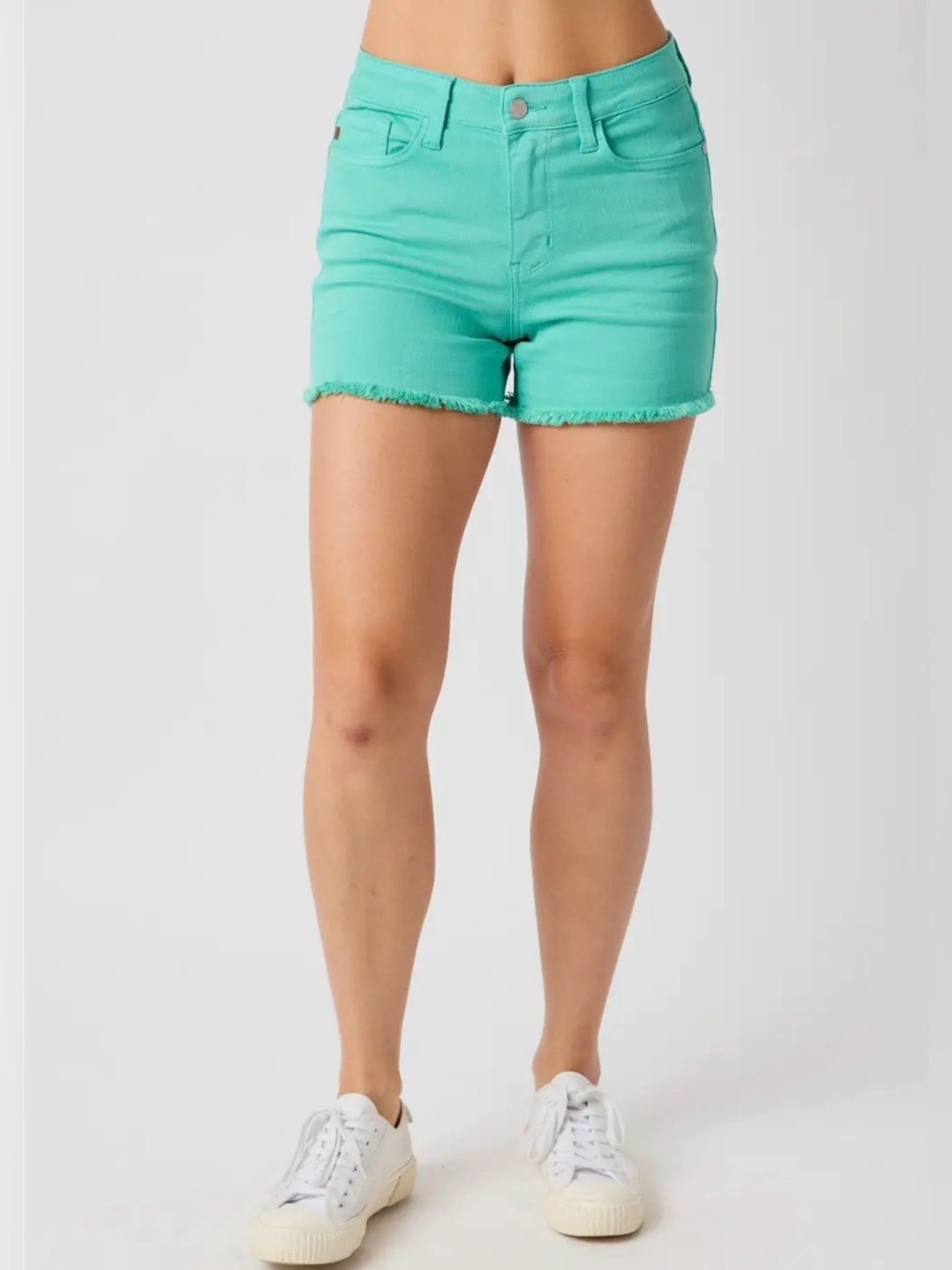 Judy Blue MR Garment Dyed Fray Hem Shorts – Aquamarine XL